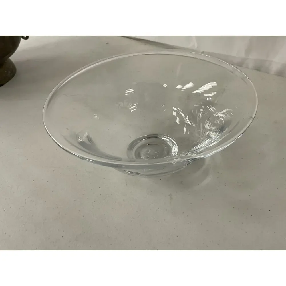 Simon Pearce Hand Blown Clear Glass Flared Centerpiece Bowl Signed 10